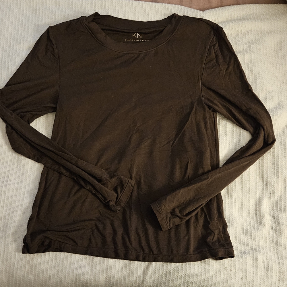 Klassy Network Brown Fitted Long Sleeve T-Shirt